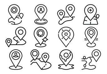 Vector art of collection of location map pin pointer icons
