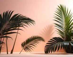 Tropical foliage on a blush background