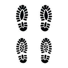 Boot, shoe print Patterns Vector.  Muddy boot prints. Shoe prints Isolated on white background.