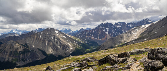 Trident range peaks seen from Whistlers Peak, Jasper NP, Canada