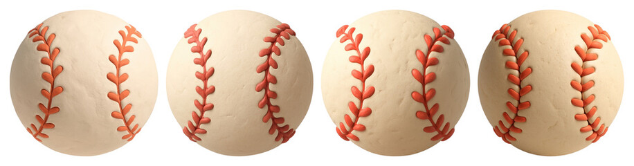 PNG Clay baseball with orange stitches., transparent background