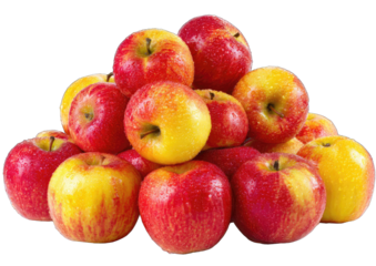 Fresh red and yellow apples piled high