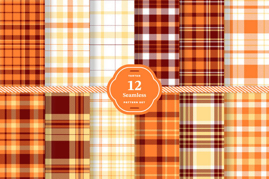 Pumpkin Orange, Reddy Brown and Wheat seamless pattern set of 12