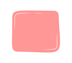 Hand drawn pink square frame with organic blob form creates a modern badge. This abstract patch doodle serves as a creative textbox or quote rectangle and bright background for design concepts.