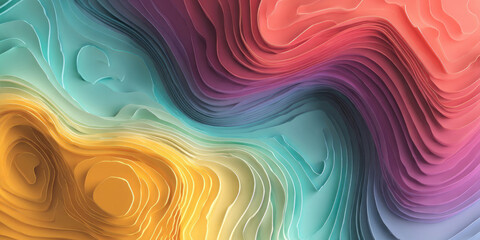 Abstract layered rainbow relief