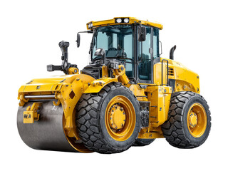 Fototapeta premium Heavy Yellow Construction Roller Isolated on Transparent Background