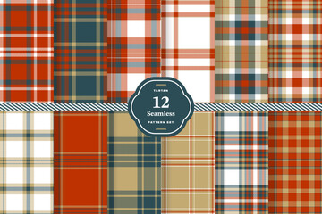 Rusty Red, Dark Grey Blue and Sandstone seamless pattern set of 12