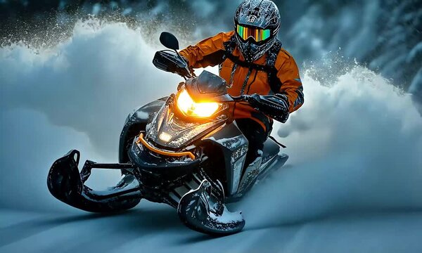 Adrenaline Rush Snowmobiling Through a Winter Wonderland.