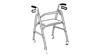 Object explore folding walker with seat for seniors and adults mobility aid and medical equipment for rehabilitation vector