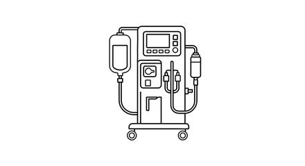 Object dialysis machine vector illustration for medical equipment and healthcare technology line art drawing design vector