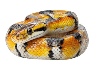 Fototapeta premium Colorful Orange and Yellow Snake Isolated on Transparent Background