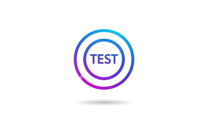 A vibrant, gradient-filled, circular outline icon with the word "TEST" inside, creating a bold, modern design element.