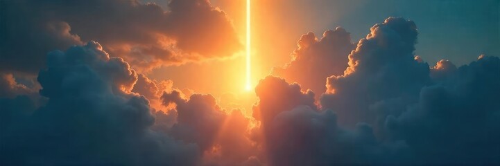 Radiant Light Piercing Dark Clouds Hope, Enlightenment, and Spiritual Awakening