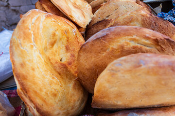 Homemade tandoori bread; traditional Turkish bread.