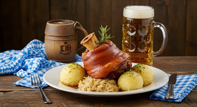 "Schweinshaxe servito con canederli di patate e crauti"