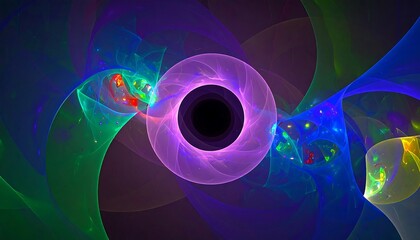 A vibrant, swirling design features concentric circles of iridescent colors, creating a captivating and mesmerizing abstract artwork.