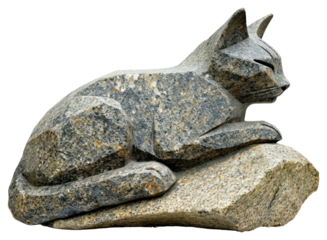 PNG Rock heavy element cat shape sculpture animal mammal.