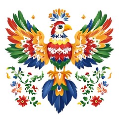 Obraz premium Colorful decorative bird illustration with intricate floral details.