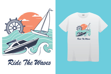 I’m on a boat i got my swim trunks and my flippie-floppies - Boat Captain T Shirt Design, Hand drawn vintage illustration with hand lettering and decoration elements, banner, flyer and mug, Poster, EP