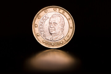 K&ouml;nig Juan Carlos I. auf einer spanischen 1 Euro-M&uuml;nze