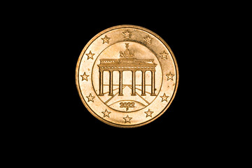 Brandenburger Tor auf 50 Eurocent-Münze © etfoto
