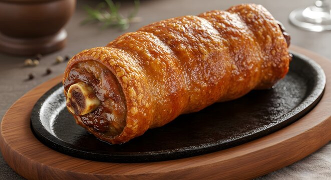 "Schweinshaxe gebraden met krokante huid geserveerd met zuurkool"