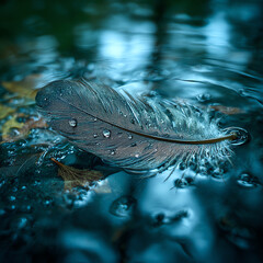 Dreamy Feather on Forest Stream