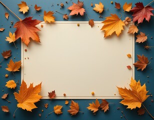 Autumn Leaves Frame on Neutral Background