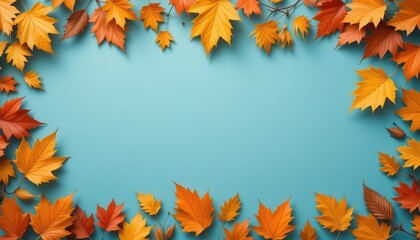 Autumn Leaves Frame on Neutral Background