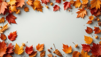 Obraz premium Autumn Leaves Frame on Neutral Background