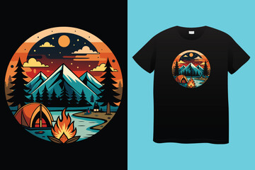 camping illustration desert graphic cactus design landscape badge adventure vintage outdoor