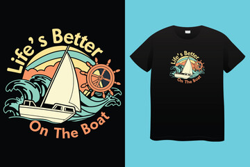 Nautical sailing club t-shirt vector print. Vessel stockless anchor with rope in shackle ring illustration and typography. Sailing club member, sailor or seafarer clothing print design mockup