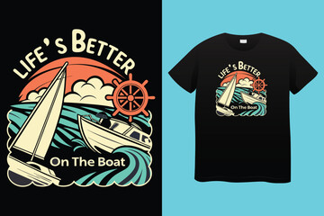 Nautical sailing club t-shirt vector print. Vessel stockless anchor with rope in shackle ring illustration and typography. Sailing club member, sailor or seafarer clothing print design mockup © SkTanvir