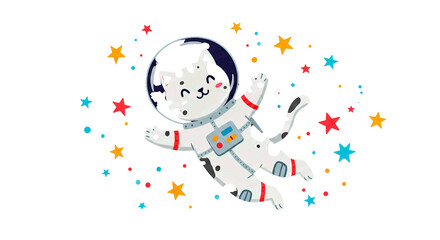 Whimsical Cat Astronaut in Space