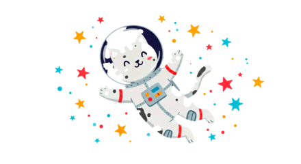 Whimsical Cat Astronaut in Space