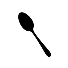 Isolated black spoon silhouette on white cutlery utensil