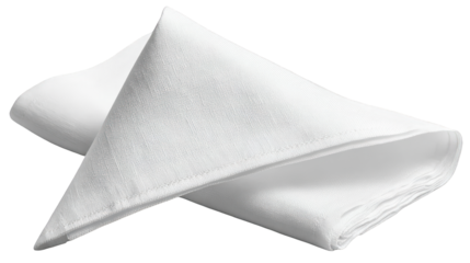Folded White Linen Napkin with Textured Surface and Stitched Edges.