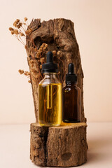 Amber Glass Bottle Mockup, with black background
