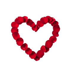 Obraz premium Romantic Red Rose Petals Forming a Heart Shape