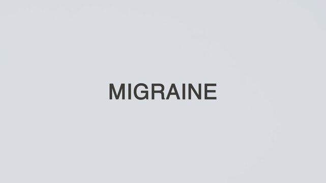 Migraine word diagnosed with a stethoscope held in hand on a white background, illustrating headache assessment, neurological evaluation, medical monitoring, and patient awareness