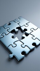 Obraz premium Assembling Interlocking Puzzle Pieces Symbolizing Teamwork and Strategy