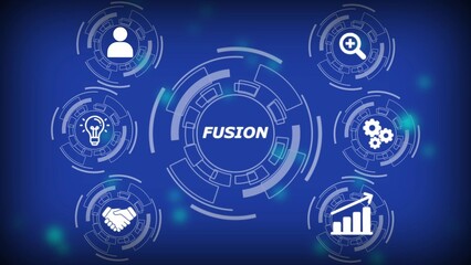 Digital network connecting business concepts with fusion technology connection