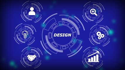 Digital technology infographic with icons for business and innovation on blue background image 3