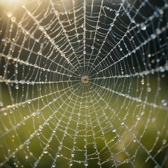 Obraz premium spider web with dew drops