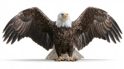 Obraz premium Majestic American Bald Eagle on White Background - Isolated Wildlife Photo