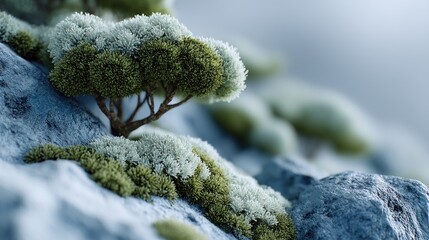 Miniature Mountainside Flora Scene