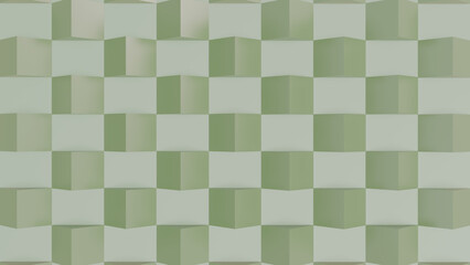 3D geometric pattern of green cubes with depth, featuring a modern and abstract minimalist design.