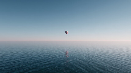 photorealistic ultraminimalist representation of sky featuring clean backdrop with one small balloon
