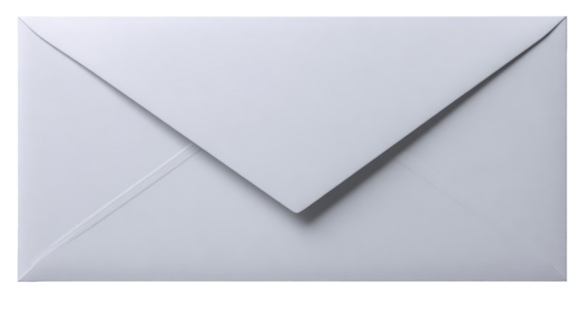White Textured Paper Envelope with Closed Flap Viewed from the Back.