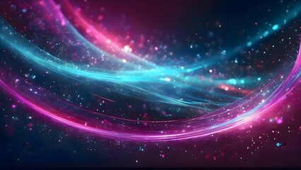 Obraz premium Purple and blue abstract wallpaper with bright stars and glowing light streaks spreading across cosmic dreamy fantasy background suitable for artistic and digital use